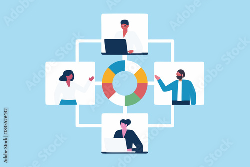 Team collaboration and data analysis with a diverse group of professionals