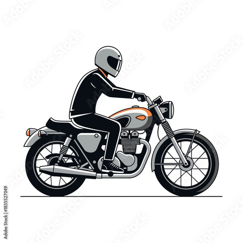 Stylized motorcycle rider illustration capturing the essence of vintage moto culture