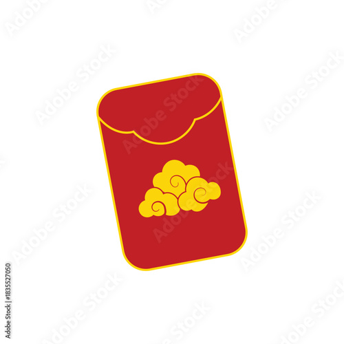 Flat vector red angpao envelope with simple ornaments, symbolizing luck and perfect for Chinese New Year themes.