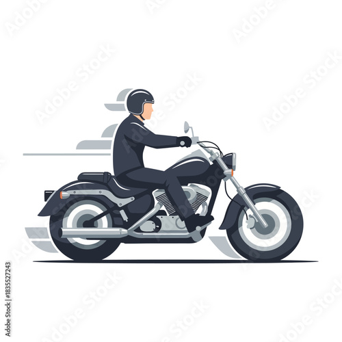 Vector illustration of a motorcyclist riding on the open road showcasing freedom and adventure