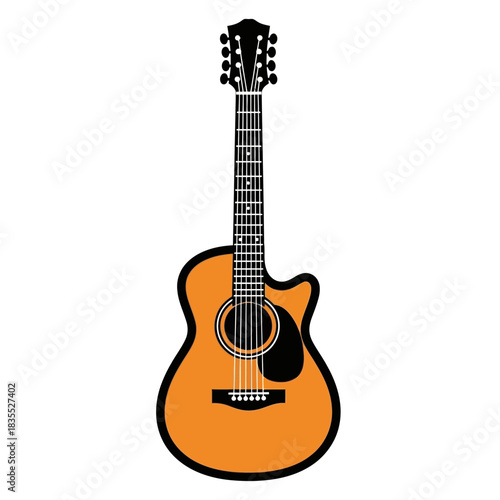 Silhouette of an acoustic guitar displaying artistry and simplicity for design or illustration