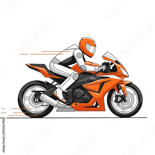 Dynamic illustration of a motorcyclist in motion showcasing speed and agility in vibrant hues