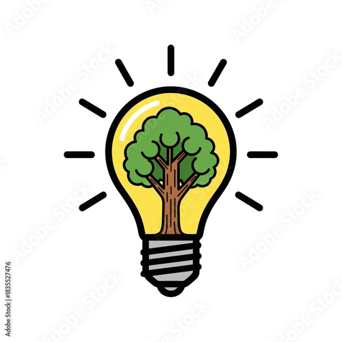 Ecological enlightenment: a glowing bulb embodying environmental consciousness and growth