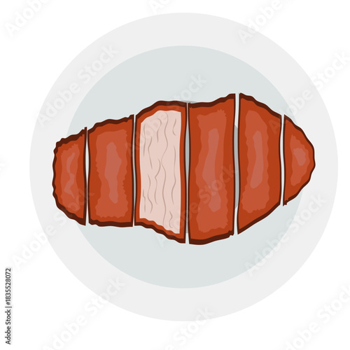 Tonkatsu Japanese dish deep-fried, breaded pork cutlet.