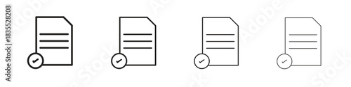 Accept document icons graphic. Thin line drawing illustration.