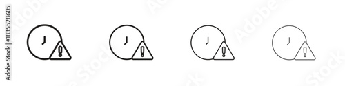 Alarm exclamation icons graphic. Thin line drawing illustration.