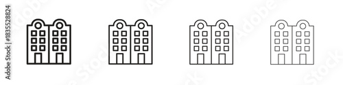 Amsterdam icons graphic. Thin line drawing illustration.