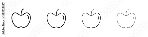 Apple icons graphic. Thin line drawing illustration.
