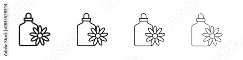 Bach flowers icons graphic. Thin line drawing illustration.