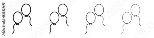 Balloons icons graphic. Thin line drawing illustration.
