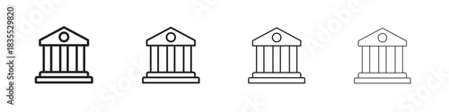 Bank icons graphic. Thin line drawing illustration.