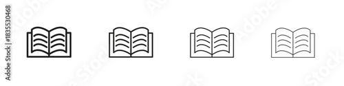 Book icons graphic. Thin line drawing illustration.