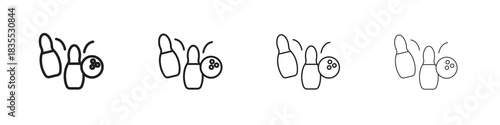 Bowling icons graphic. Thin line drawing illustration.