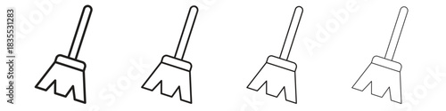Broom icons graphic. Thin line drawing illustration.