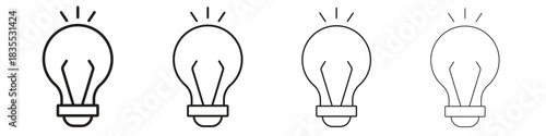 Bulb icons graphic. Thin line drawing illustration.