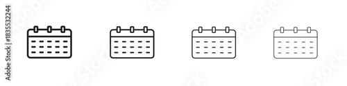 Calendar icons graphic. Thin line drawing illustration.