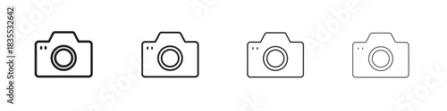 Camera icons graphic. Thin line drawing illustration.