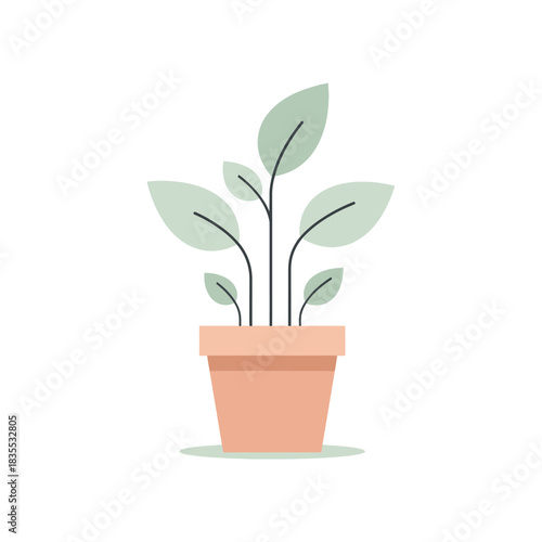 Minimalist potted plant illustration for serene and modern interior decor projects