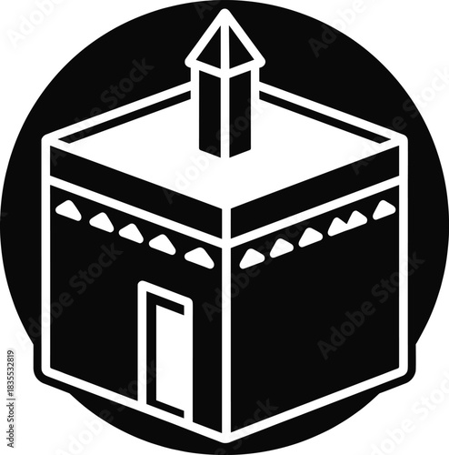 Islamic pilgrimage symbol kaaba black icon representing mecca holy site for muslim pray and qibla direction