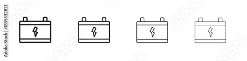 Car battery icons graphic. Thin line drawing illustration.