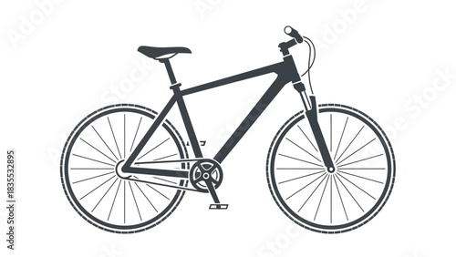 An illustration of a bicycle featuring two wheels and a frame