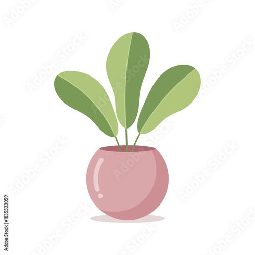 Minimalist houseplant illustration displaying nature's grace in a blush-colored pot evoking