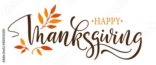 Happy Thanksgiving – Calligraphy Lettering with Fall Leaves