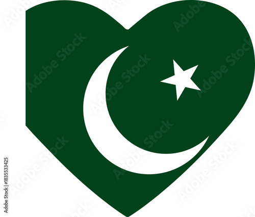 Heart Shaped Pakistan Flag Symbol
