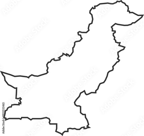 Pakistan Border Outline Vector Silhouette