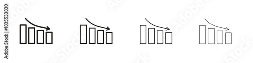 Chat arrow down icons graphic. Thin line drawing illustration.