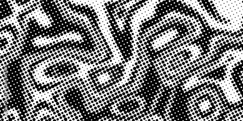 Black and White Halftone Abstract Seamless Pattern. futuristic technology concept