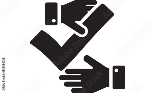 Professional business agreement finalized with a bold checkmark symbolizing successful contract approval and trusted partnership