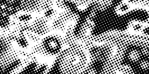 Black and White Halftone Abstract Seamless Pattern. futuristic technology concept