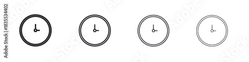 Clock two icons graphic. Thin line drawing illustration.