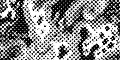 Black and White Halftone Abstract Seamless Pattern
