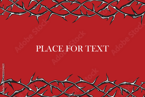 frame of thorns image isolated on red background