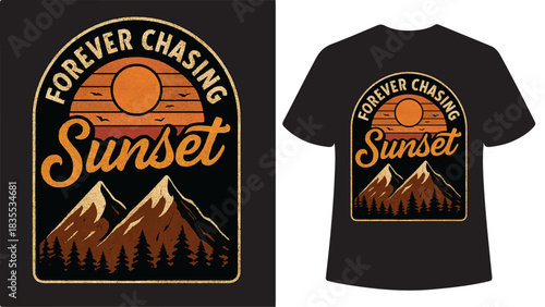 Sunset Mountains T-shirt Design graphic