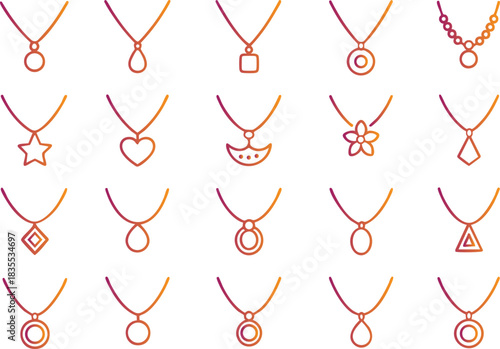 Elegant necklace icon collection for modern jewelry design projects and fashion accessories, perfect for crafting sophisticated minimalist designs
