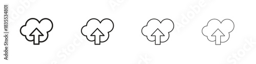 Cloud upload icons graphic. Thin line drawing illustration.