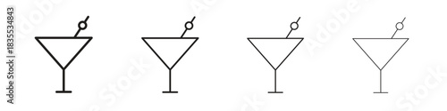 Cocktail icons graphic. Thin line drawing illustration.