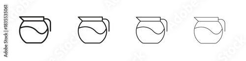 Coffee pot icons graphic. Thin line drawing illustration.
