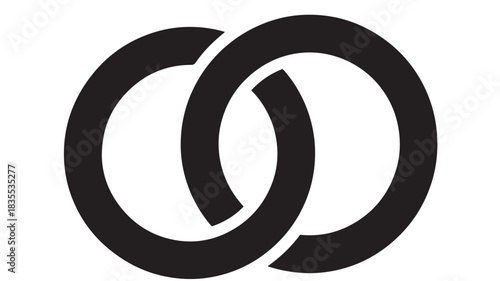 Elegant minimalist black interlocking rings symbol representing eternal connection, partnership, and unity for modern branding