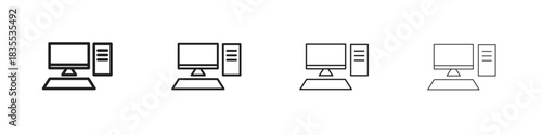 Computer icons graphic. Thin line drawing illustration.