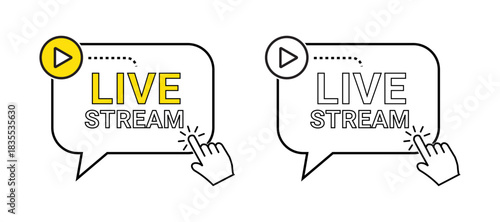 Minimal live stream message bubble video icon