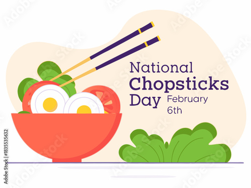 Celebrating National Chopsticks Day on February 6th with a Bowl of Delicious Food vibrant