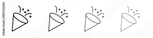 Confetti icons graphic. Thin line drawing illustration.