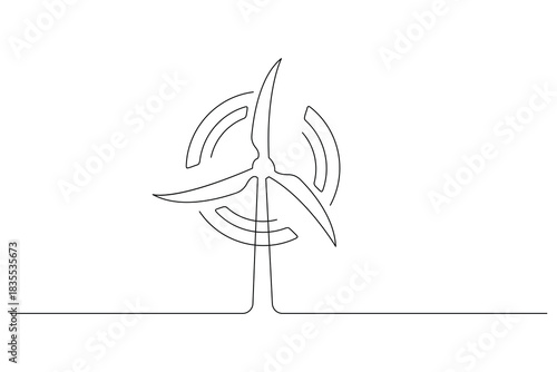 Modern wind turbine one line minimalist drawing