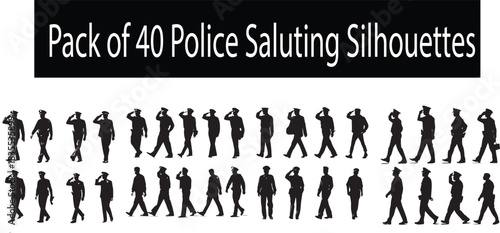 
Pack of 40 Police Saluting Silhouettes