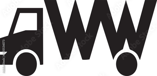 A minimalist black and white logo featuring the letters 'WW' creatively integrated to form the shape of a truck, symbolizing logistics or transportation.