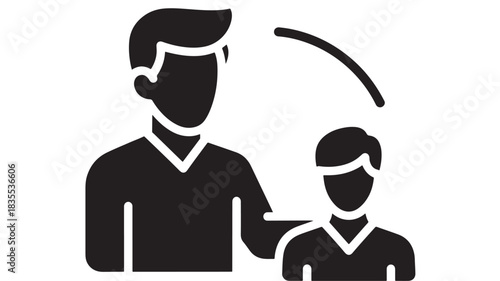 Strong mentor provides guidance and protection over a young professional symbolizing career development and support in a corporate setting